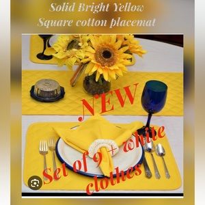 NEW 9-1 Deal Solid Bright Yellow Quilted Rectangle Placemats - Set of 9